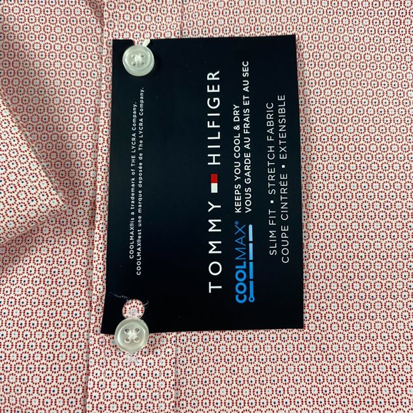 NWT Tommy Hilfiger CoolMax Slim Fit Stretch Shirt Mens Small 14.5  32/33 Red - Picture 4 of 12